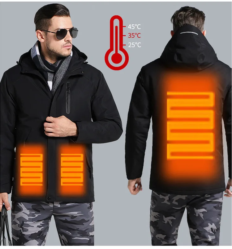 USB Smart Charging Heating Jacket Winter Thermal Clothing Carbon fiber Heating Warm Thermostatic Clothes (Power bank not includ) (3)