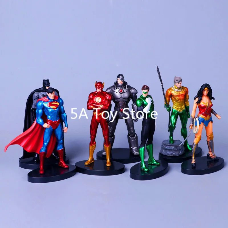 

7pcs/Set Justice League DC Super Hero Superman Batman Flash Neptune Wonder Woman PVC Figure Collectible Model Toy
