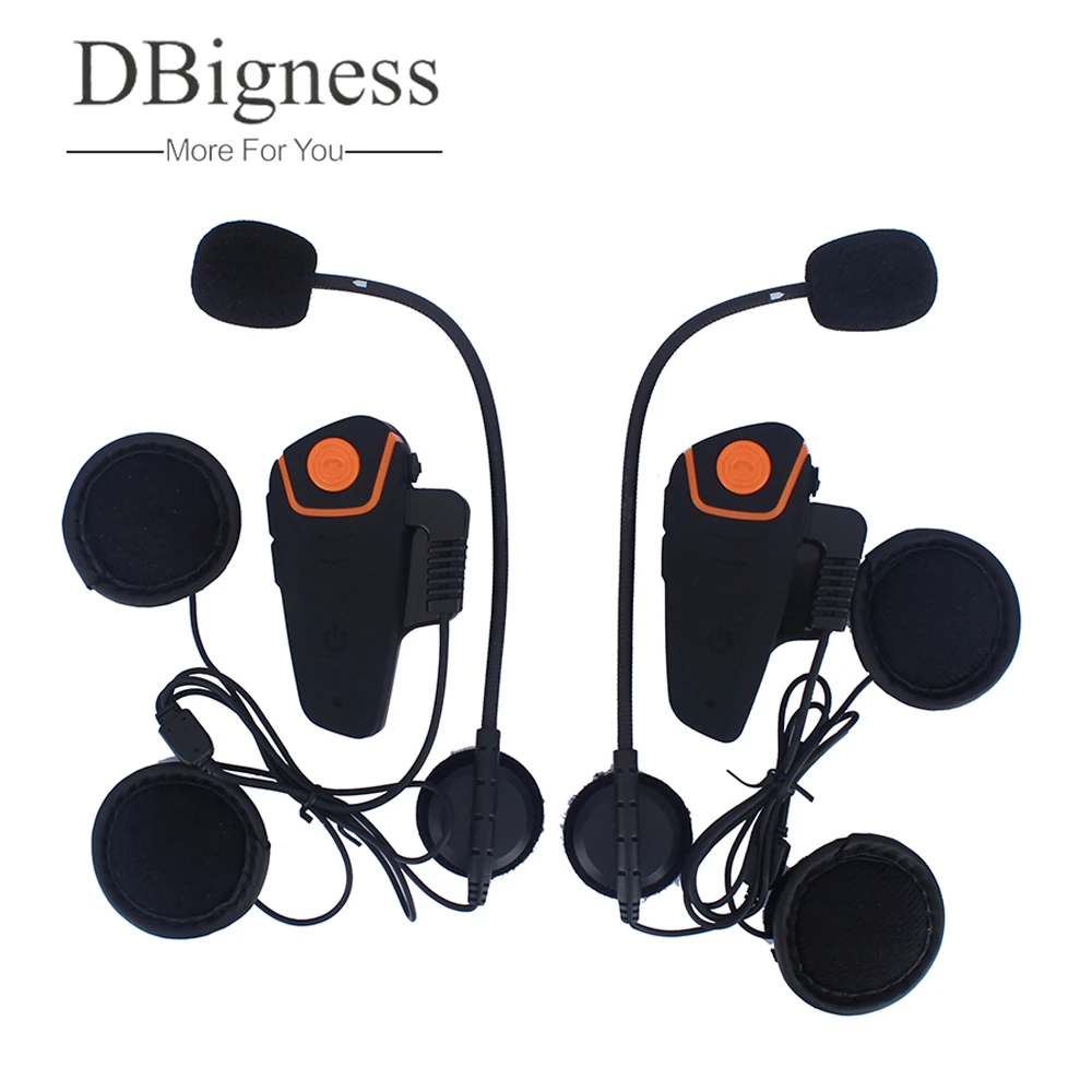 

Dbigness 2 pcs BT-S2 Waterproof Motorcycle Moto Wireless Bluetooth Helmet Intercom Interphone Headset with FM function