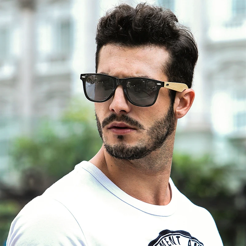 

2019 Fashion Wood Sunglasses for Men Women Plastic Frame Bamboo Wooden Arms Glasses