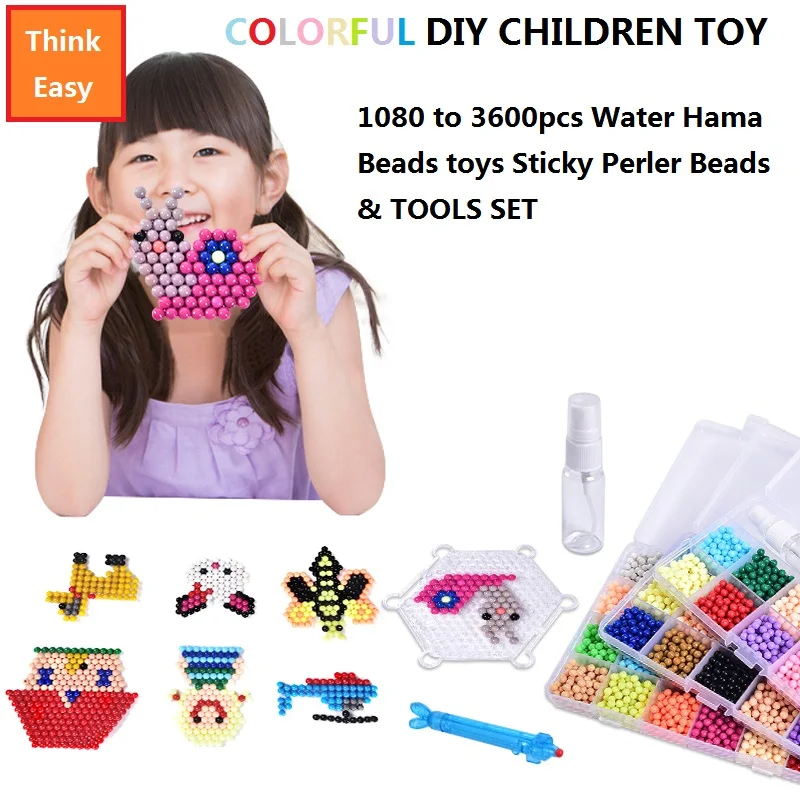 

ThinkEasy Water Hama Beads toys And Tools Set Sticky Perler Beads Pegboard set Fuse Beads Water Beadbond Educational DIY toys
