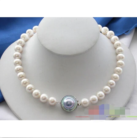 

Free shipping >>>>>>17" 12mm WHITE ROUND FRESHWATER PEARL NECKLACE MABE