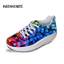 INSTANTARTS/Новинка; женская обувь на плоской платформе; модная разноцветная обувь с 3D-принтом для девочек; женская обувь для танцев; увеличивающая рост; обувь на танкетке