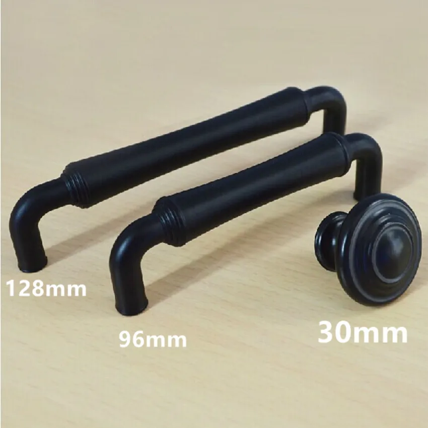 

96mm 128mm modern simple black kitchen cabinet dresser door handles black drawer knobs pulls 3.75" 5" antique black handles knob