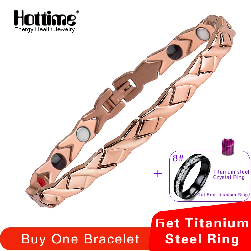 

Hottime 4 In 1 Magnetic Germanium Healthy Bracelets & Bangles 316L Stainless Steel Letter Shape Energy Health Bracelet For Women
