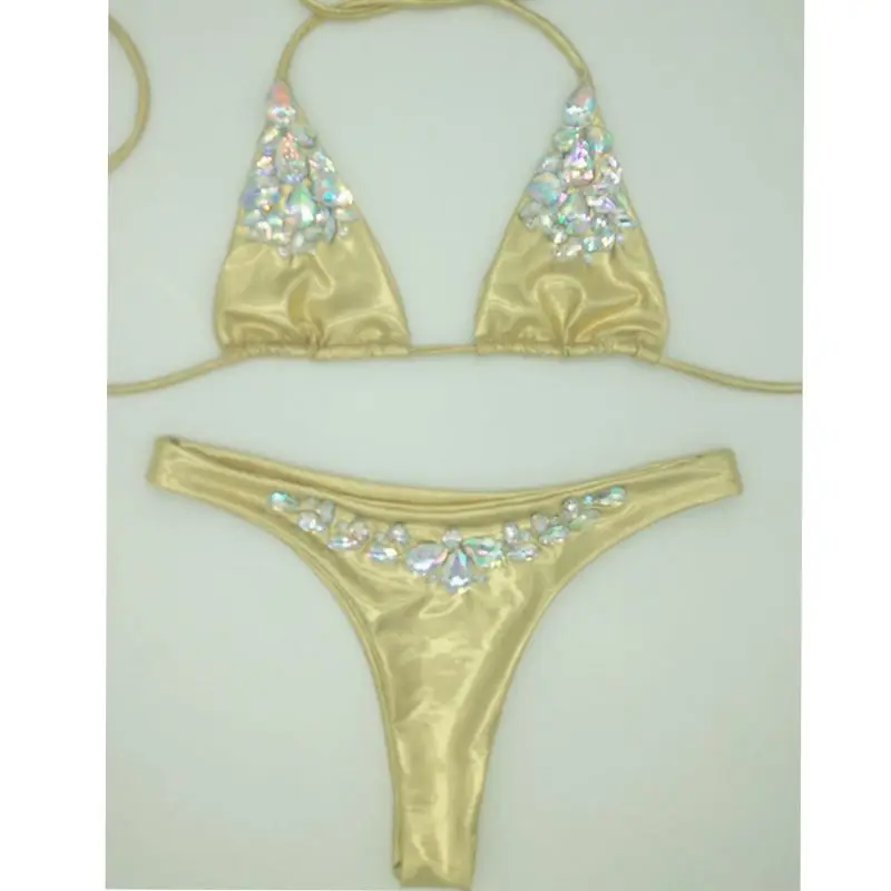 2018 venus vacation new summer sexy women swimsuit push up biquini rhinestone swimwear lady beachwear diamond bikini set