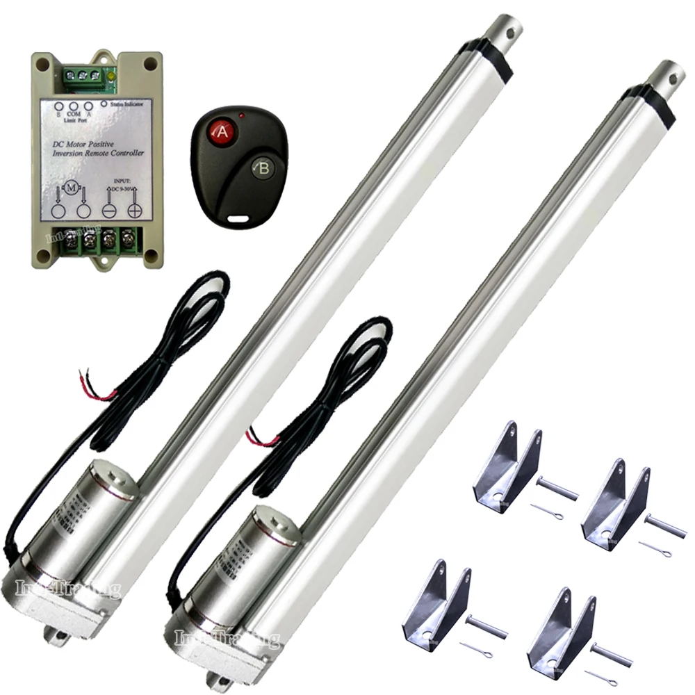2 Dual Linear Actuators Heavy Duty 400mm 16" Stroke 1500N 330lbs Lift