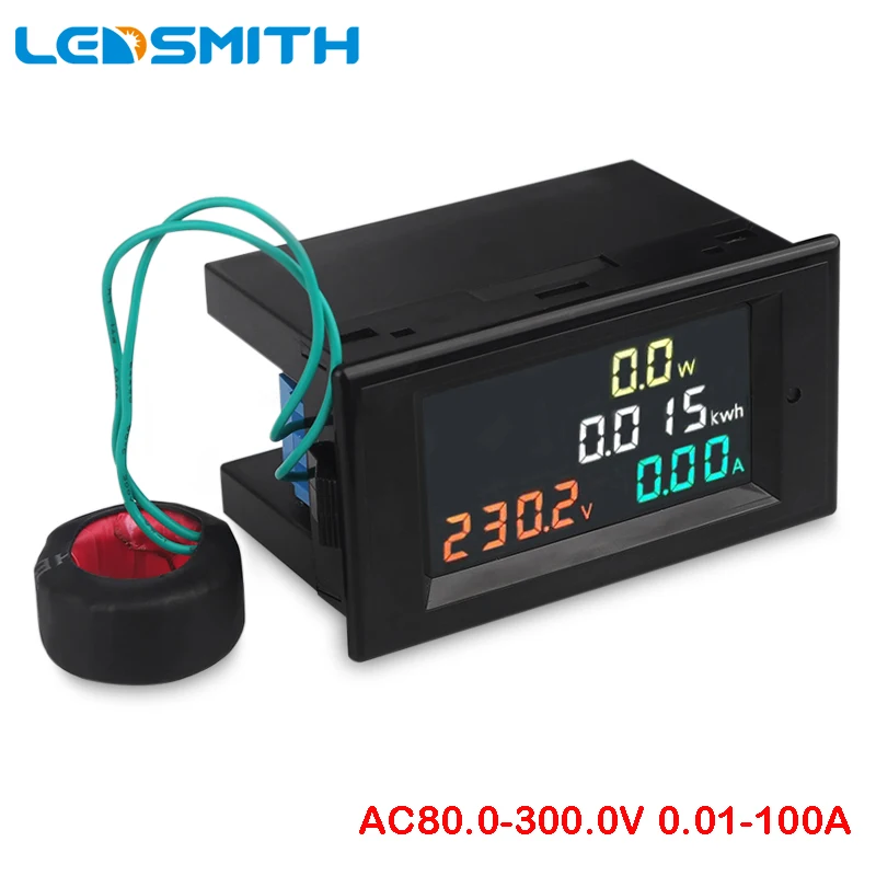 Цифровой мультиметр LEDSMITH с цветным ЖК дисплеем вольтметр амперметр 80 300 В 100A