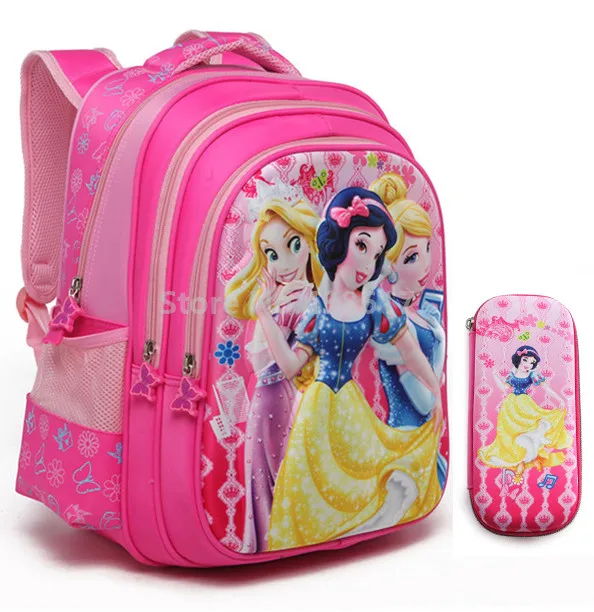3D рюкзак принцессы школьные сумки с пенал для девочек для детского сада, дошкольные сумки для начальной школы - Цвет: For Grade 3-6