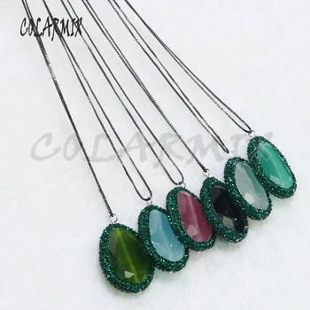 

10 strand Natural stone necklacefaceted cat eye pendant necklace jewelry stone necklace gems gift for women 9078