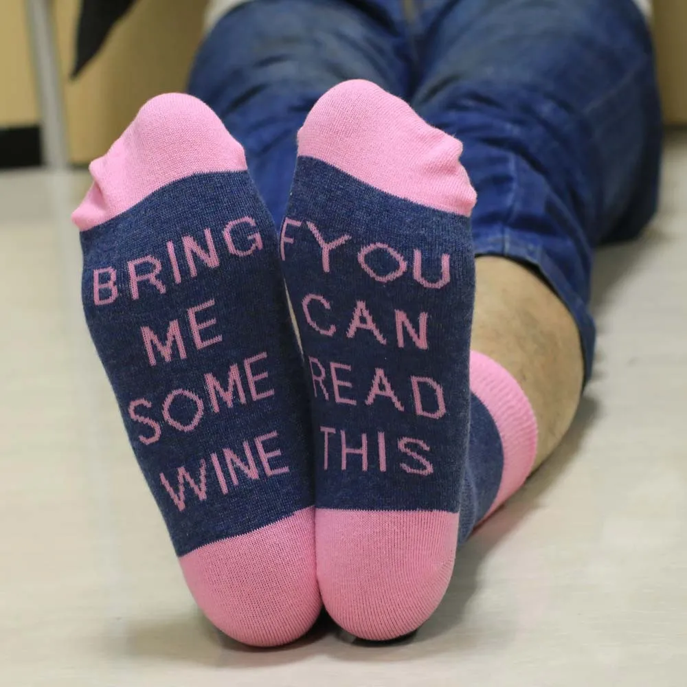Изготовленные на заказ винные носки, если вы можете прочесть это, приведите мне бокал винных носков, Осенние, весенние, осенние Добби носки для Хеллоуина, Прямая поставка - Цвет: YM13-14