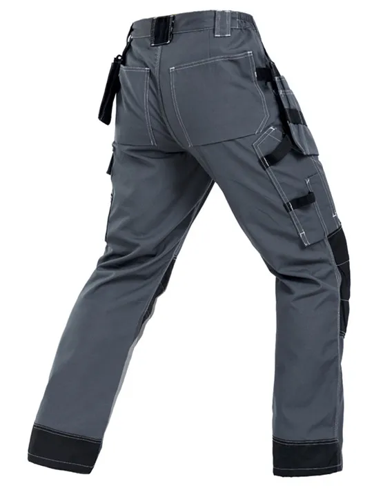 Work Pants Cotton Polyester Workwear Pants Working Trousers Men Safety Working Cargo Pants With Multi-pockets For Tool B128 - Цвет: dark grey