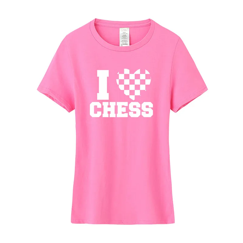Новые модные Для женщин я люблю шахматы футболка летние шорты рукавом О-образным вырезом хлопок шахматы футболка для девочек женские Костюмы Футболки-топы OS- 005 - Цвет: as picture