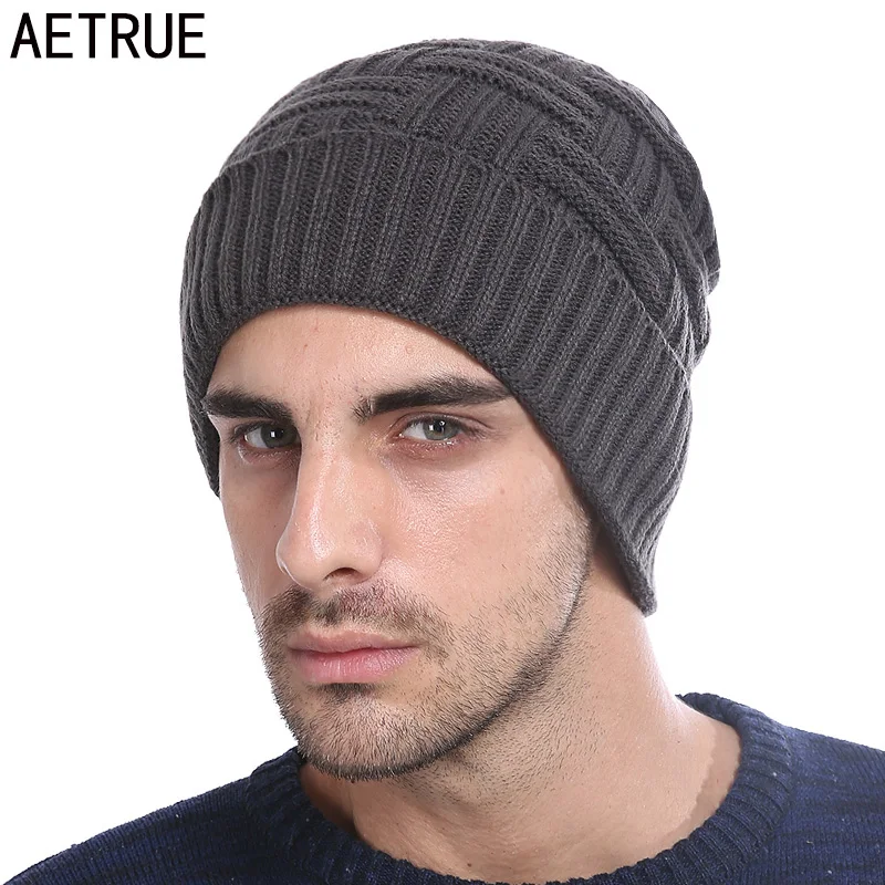 AETRUE Winter Beanie Knitted Hat Men Women Fashion Caps Skullies