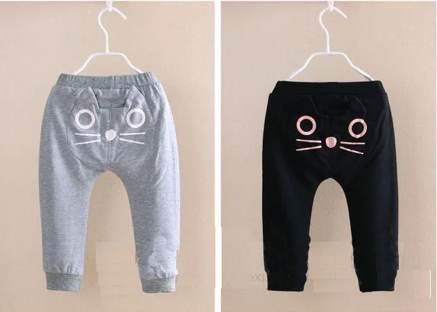 Для мальчиков и девочек на весну прекрасный кот длинные брюки детские брюки длинные брюки 2 цвета