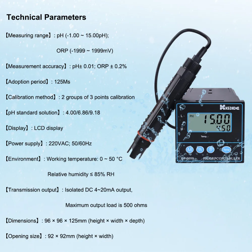 CT-6659 двойной четырехзначный светодиодный индикатор высокой и низкой lcd Цифровой PH/ОВП контроллер Настольный прецизионный промышленный PH тестер 0~ 14PH