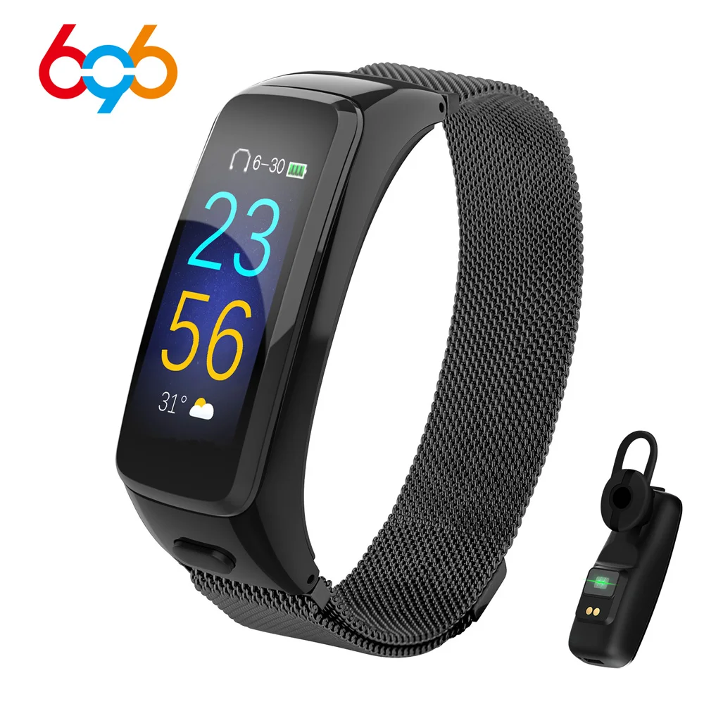 

696 BY51 Smart Bracelet Bluetooth Headset Combo Call To Call 7 Level Waterproof Step Passometer Heart Rate Bracelet Smart Wristb