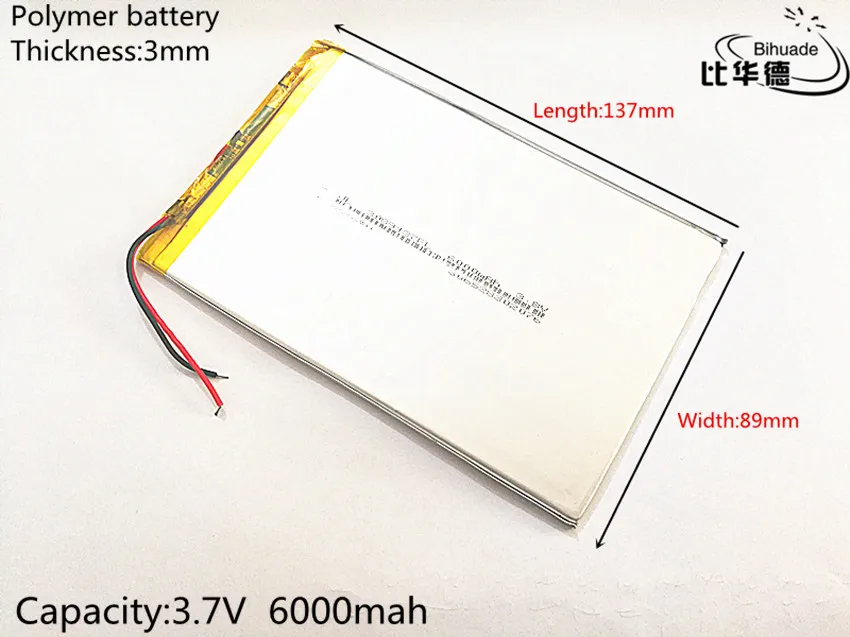 Free shipping 1pcs/lot 3.7V 3089137 tablet battery 6000 mah each