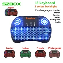 Backlight I8 Mini Wireless Keyboard 2.4G 5 Language Air Mouse and Touchpad Remote Controller for Android TV Box Computer