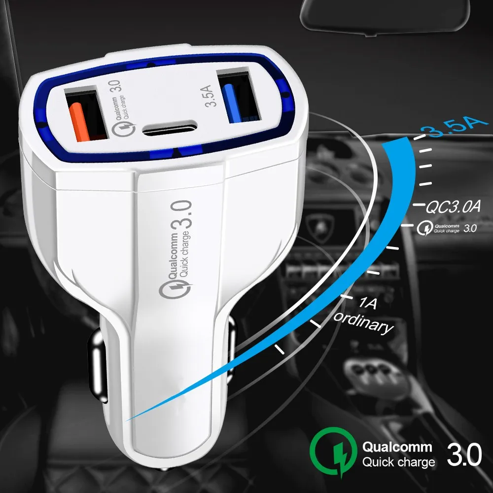 Универсальное автомобильное зарядное устройство Quick Charge 3,0 для IPhone, samsung, Xiaomi, зарядное устройство для мобильного телефона, 2 порта, USB, быстрая зарядка для планшета huawei