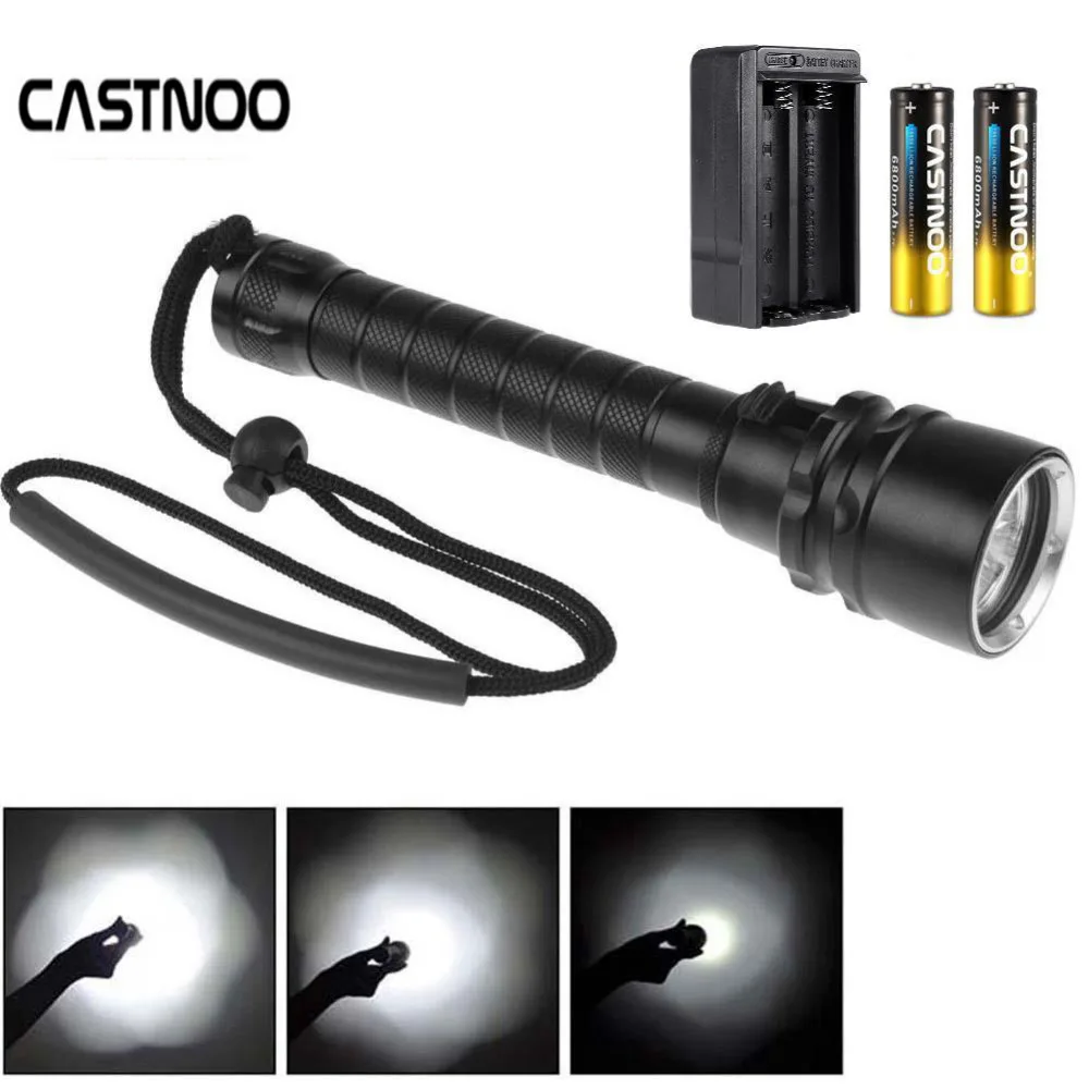 CASTNOO 100M Underwater Diving Flash Light Waterproof 6000LM+Battery+Battery Charger | Освещение