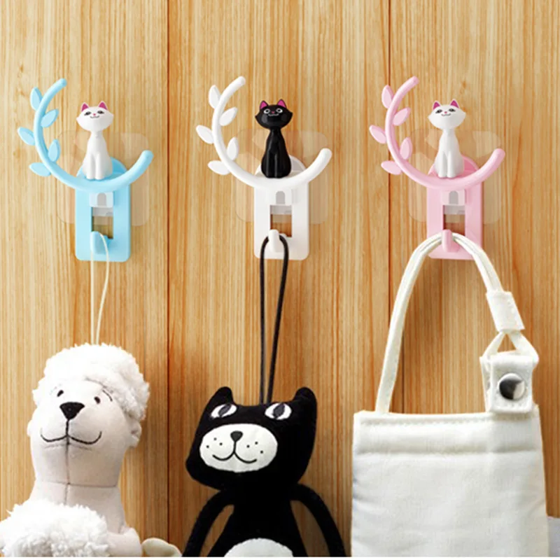 

Creative Hooks Cute Cat Tree Modelling Kitchen Wall Door Hanger Sundries Organizer Clothes Hangers Rails 4 Colors