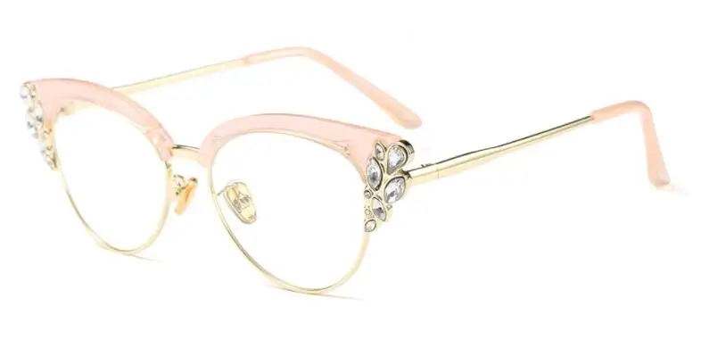 Cat Eye Shiny Rhinestones Lady Glasses Frames Women Sexy CCSPACE Brand 45120 Signer Optical EyeGlasses Fashion Eyewear