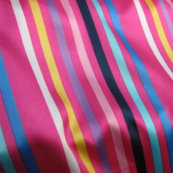

Peach pink color vertical stripes simulation silk stretch satin fabric shirt dress shirt/100cm*120cm