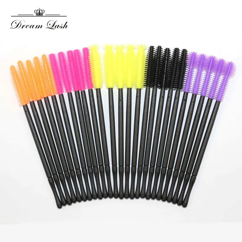 

100pcs Disposable Stainless Steel Silicone Eyelash Brush Mascara Wands Applicator Eyebrow Brushes Spoolers Makeup tool