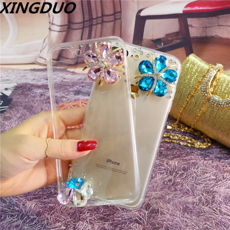 

XINGDUO Crystal Fashion Bling flower Case Cover Clear Soft Phone Shell Protection for Samsung S6 S7 Edge S8 S9 S10 Plus Note 8 9