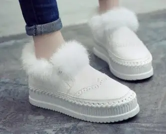 

2018 new plus velvet white shoes female fur platform casual lazy women's shoes.