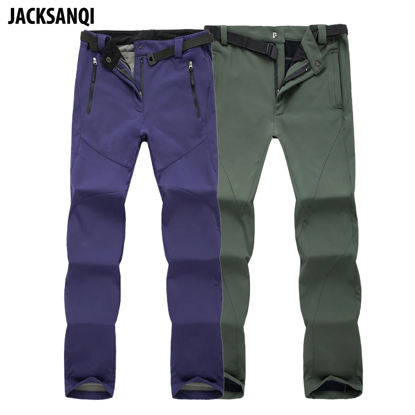 JACKSANQI hombres y mujeres cálido al aire libre senderismo pantalones de lana deporte escalada Trekking Camping montaña impermeable Pantalones mujer RA152