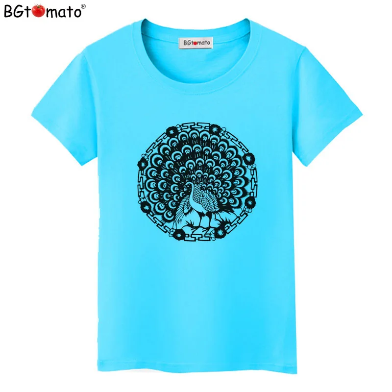 

BGtomato New style beautiful peacock art shirt new top tees cheap sale t shirt women brand clothes hot sale t-shirt