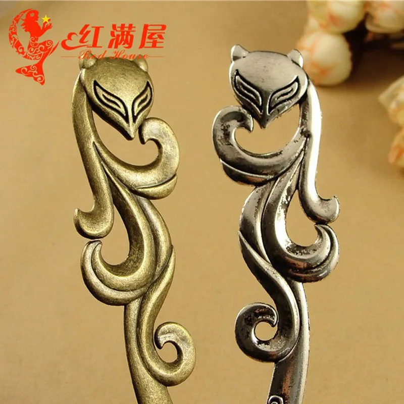 

5pcs 25*160MM Antique Bronze Fox retro hair accessories, vintage hairpin fitting, tibetan silver women hair stick pin jewelry