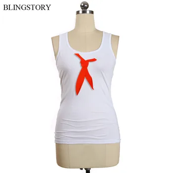 

BLINGSTORY Women Sleeveless Top Big Size Red Scarf Print T-shirt S-6XL
