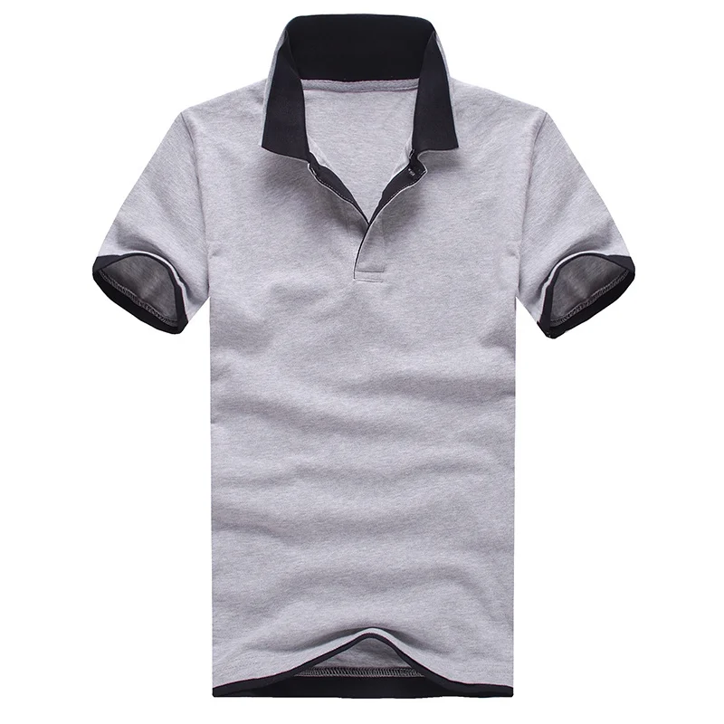 AIRGRACIAS мужской Бренд Poloshirt для мужчин сплошной цвет мужские хлопковые топы с короткими рукавами Повседневные майки поло дропшиппинг - Цвет: gray and black