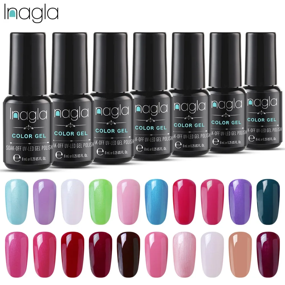 

Inagla Gel Varnishes 8ML Nail Art Pure Color UV Lacquer Need Base Top Gel Nail Polish Nail Art For a Manicure Nail Art
