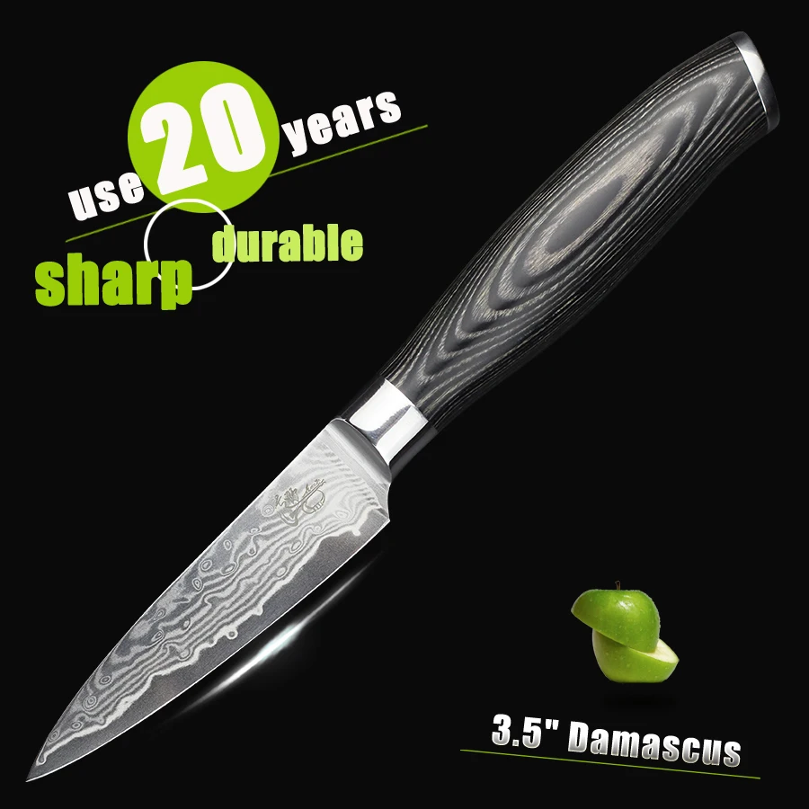 HAOYE damascus paring knives fruit knife vg10 kitchen petty peeling