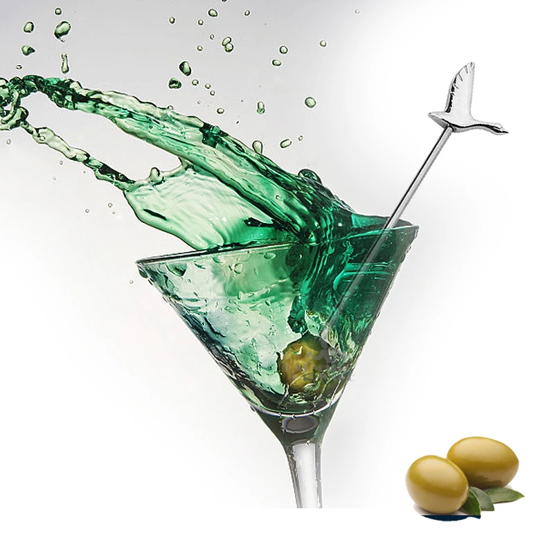 10.5cm Fruit Cocktail Pick Stick Stainless Steel Bar Tools Drink Stirring Sticks Martini Picks Party Wedding 4 colors