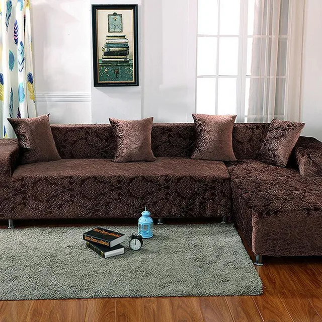 Top dikke sofa cover polyester fluwelen pluche elastische stof sofa ... Badeværelse 2 kvadratmeter