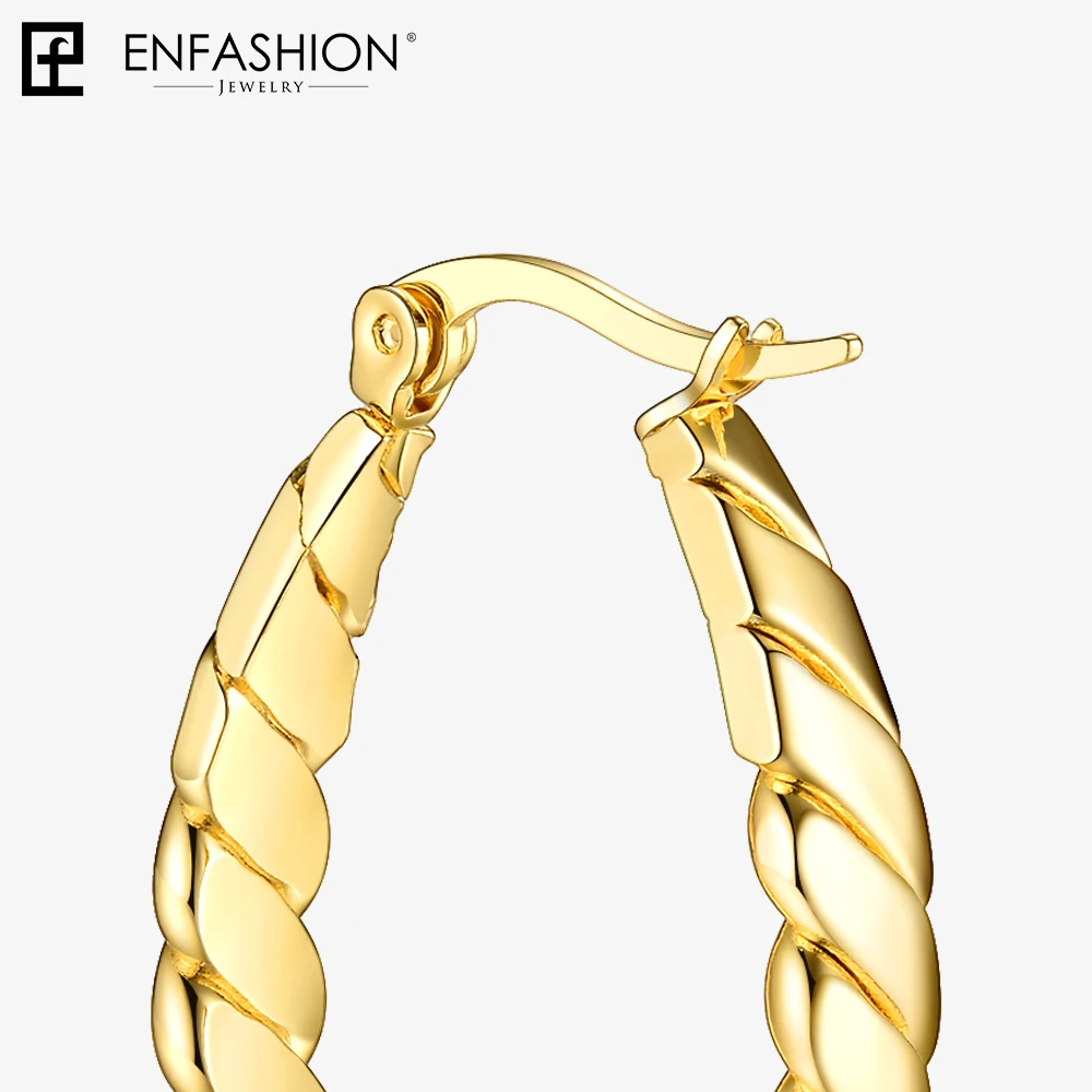 Enfashion, крученые серьги-кольца, серьги золотистого цвета, круговые серьги, трендовые большие круглые серьги для женщин, ювелирное изделие EM181065