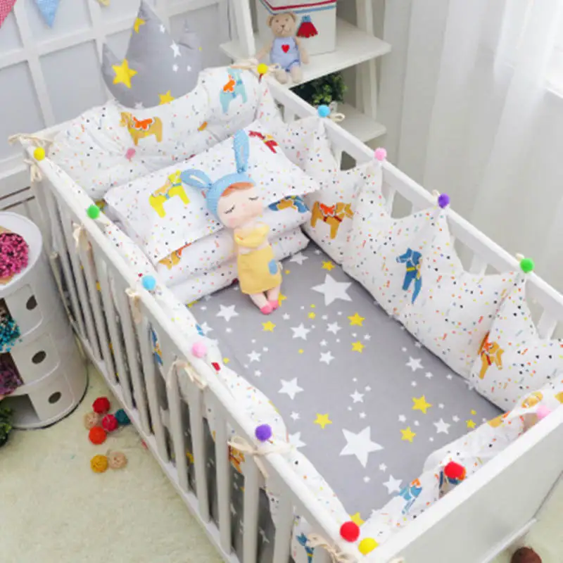 10 шт./компл. хлопок Колыбель для новорожденных постельных принадлежностей Комплект постельного белья для малышей с сумкой для хранения детская кроватка постельное белье мультфильм