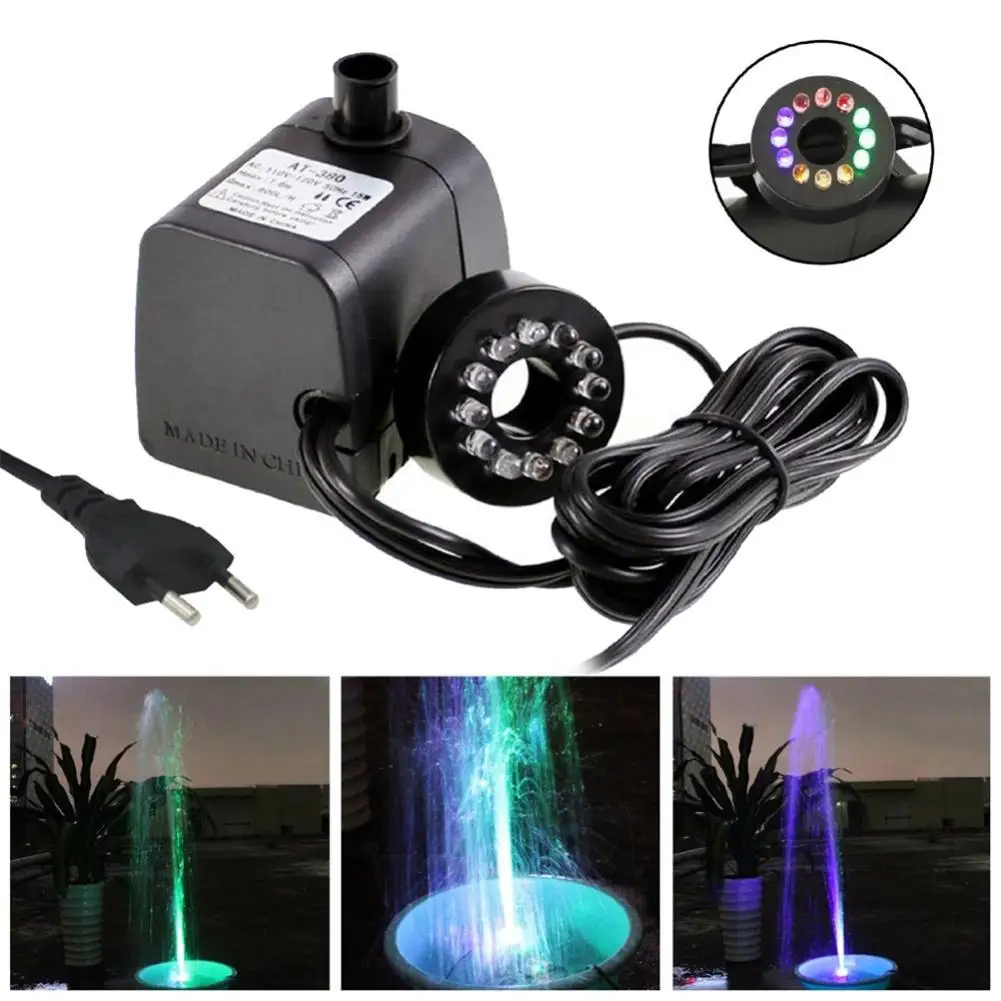 

Mini Fountain Kit Power Water Pump LED Light Aquariums Pool Fish Pond Fountain Waterfall Floating Watering Garden Decoration