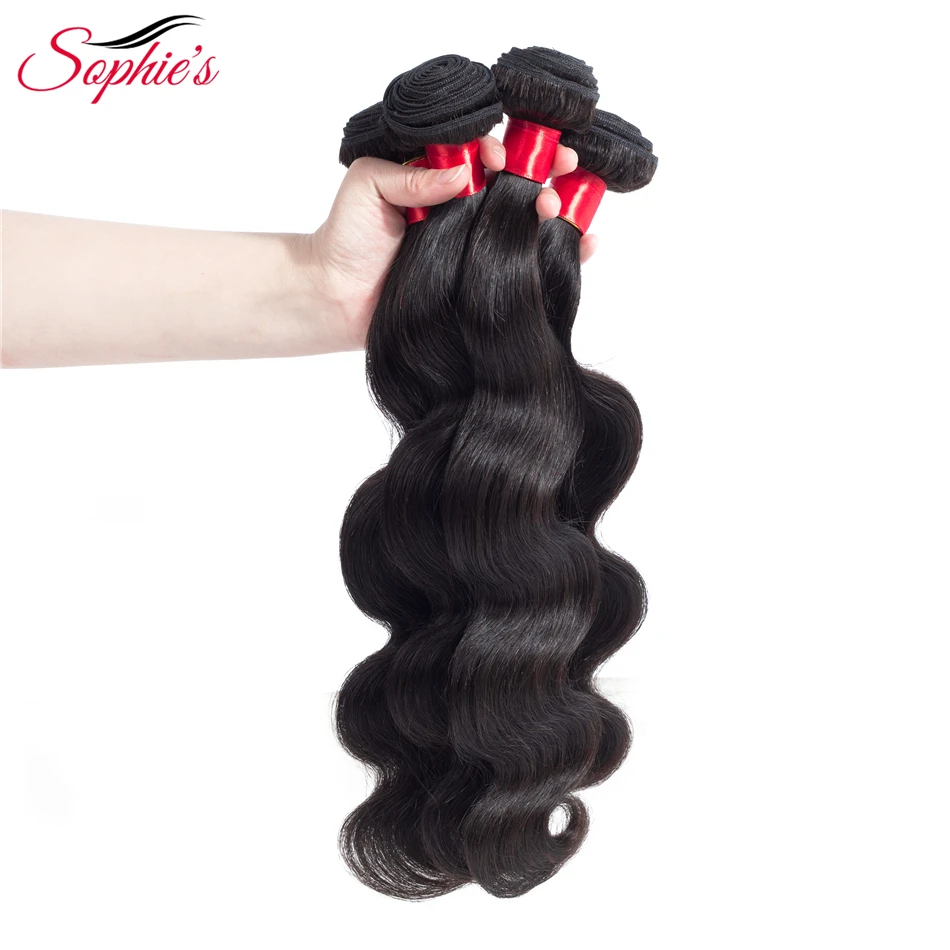 sophie's Hair Malaysian 3 Bundles Non-Remy Hair Extensions Body Wave 100% Human Weaves Natural Color