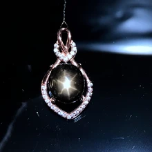 Uloveido, 4 карата, синий сапфир, подвеска, ожерелье для женщин, 925 пробы, серебро, драгоценный камень, юбилей, звездный свет, ожерелье, подвеска, FN312