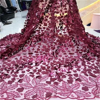 

High Quality Sequence Lace Fabric Fashion Organza Lace Fabric 2019 African Lace Fabrics with Sequins for Party Dress (5-19