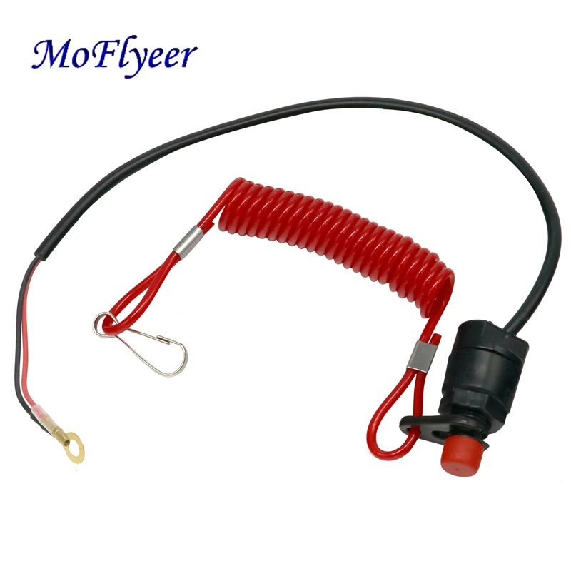 MoFlyeer Motor Ignition Starter Key Switch Boat Outboard Safety Rope Switch Engine Kill Stop Tether Cord