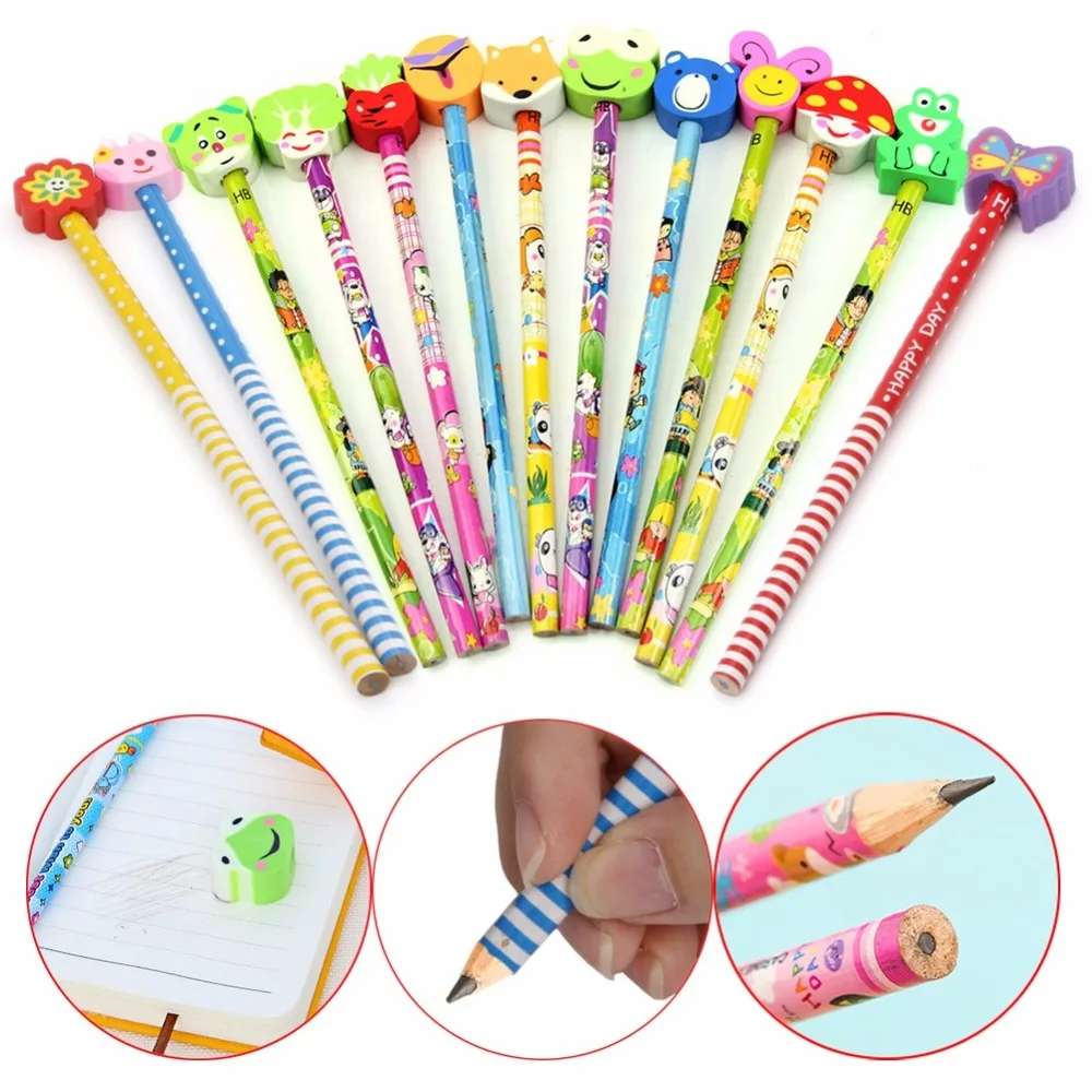 

Cute Cartoon Eraser Pencil Wood Toy Kid Party Favor Supply Bag School Prize Gift