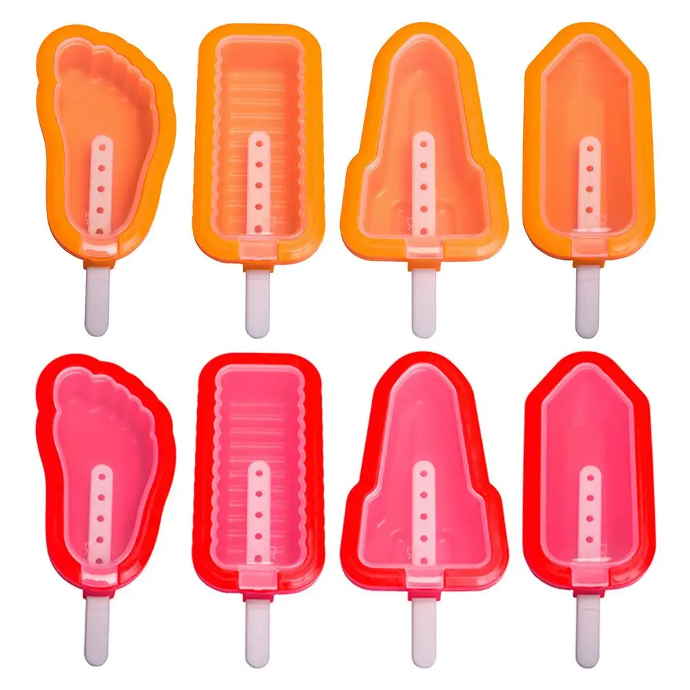 

4 Pcs Silicone Ice Cream Popsicle Mould Silicone Non-toxic Popsicle Ice Cream Mould Innovative Cute Homemade Stick Ice Mould
