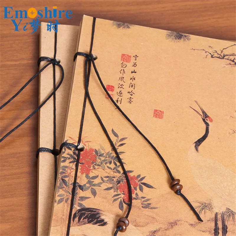Кран древний Китай Ландшафтная серия искусство для начинающего художника крафт-бумага пустой Блокнот Книга заметок Ретро винтажный